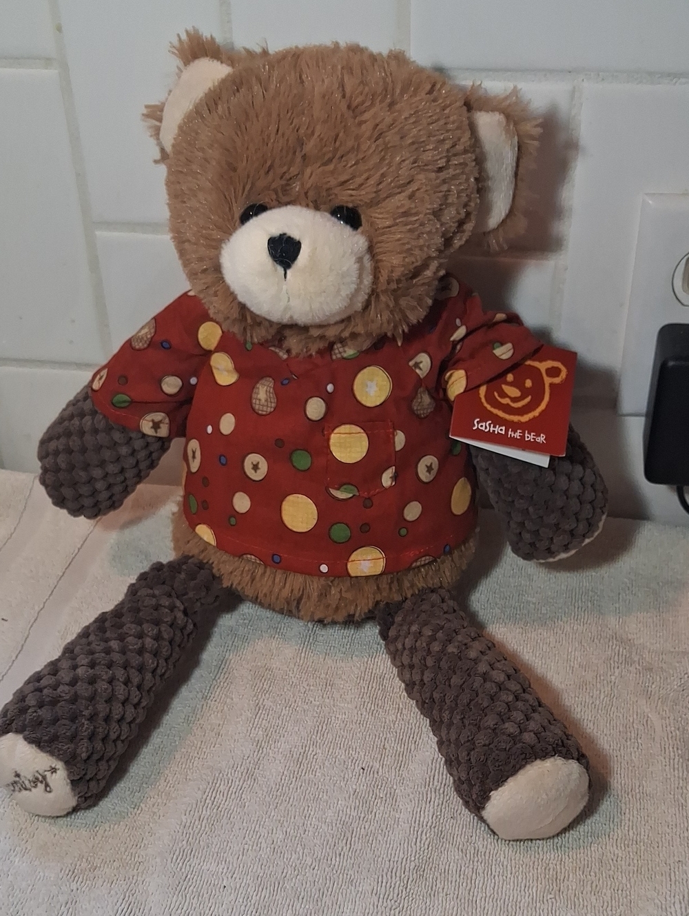 Scentsy Brown Plush Bear with Red Polka-Dot Shirt